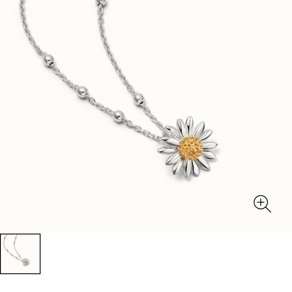 Elegant Silver and Gold Daisy Pendant Necklace